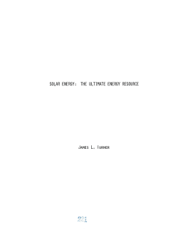 solar energy: the ultimate energy resource james l, turner