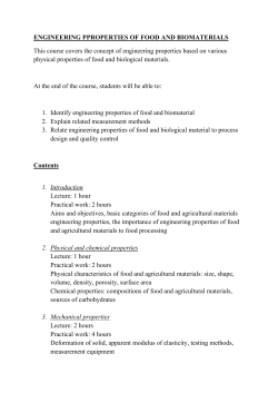ENGINEERING PPROPERTIES OF FOOD AND BIOMATERIALS