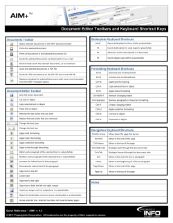 AIM+ Document EditorToolbars and Keyboard Shortcuts