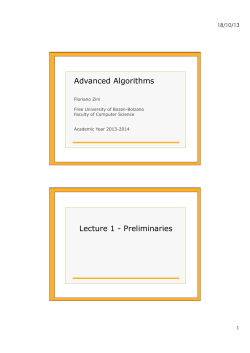 Advanced Algorithms Lecture 1 - Preliminaries