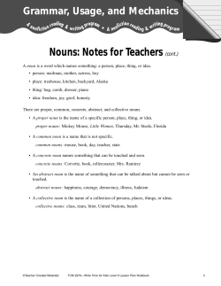 Nouns: Notes for Teachers (cont.)