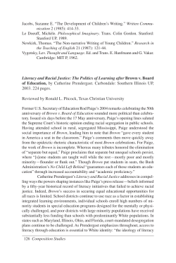 Literacy and Racial Justice: The Politics of Learning after Brown v