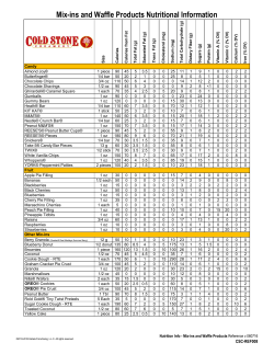 Mix-ins and Waffle Products Nutritional Information