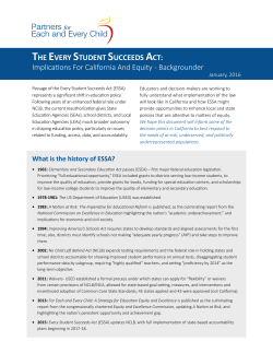 ESSA in CA Backgrounder - Partners for Each And Every Child