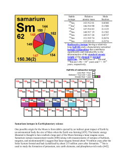 Samarium isotopes in Earth/planetary science One possible origin