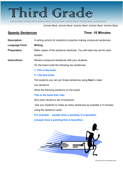Speedy Sentences Time: 10 Minutes