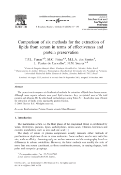 Comparison of six methods for the extraction of lipids - Arca
