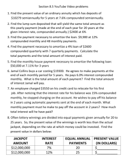 JACKPOT AMOUNT INTEREST RATE EQUAL ANNUAL