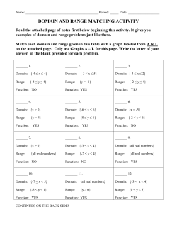 Domain and Range Matching Activity