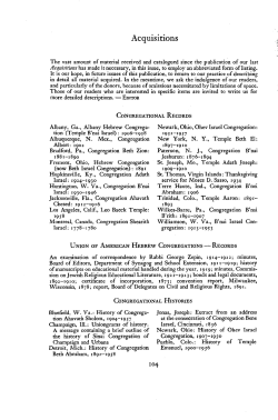 Acquisitions - American Jewish Archives
