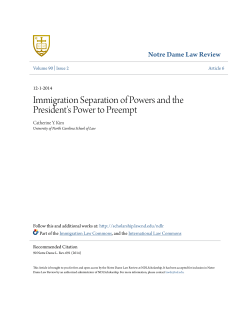 Immigration Separation of Powers and the President`s Power to