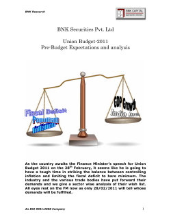 Union Budget 2011- Pre-Budget Analysis