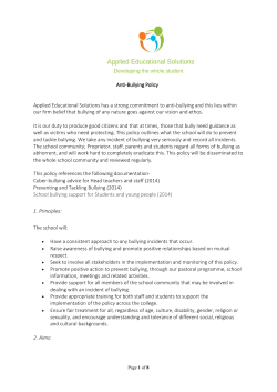 Anti-Bullying Policy Applied Educational Solutions has a strong