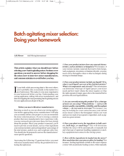 Batch agitating mixer selection: Doing your homework