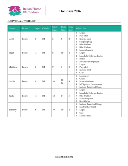 Holidays 2016 - Italian Home for Children