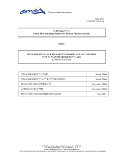 S 7 A Safety Pharmacology Studies for Human Pharmaceuticals