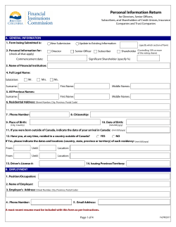 Personal Information Return (PIR)