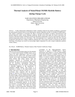 Thermal Analysis of Nickel/Metal (Ni/MH) Hydride Battery during