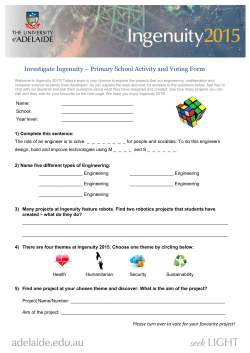 Investigate Ingenuity &ndash; Primary School Activity and Voting Form