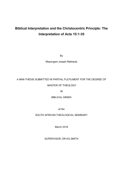 Biblical Interpretation and the Christocentric Principle