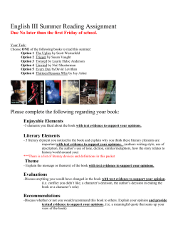 English III Summer Reading Assignment