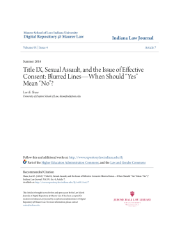 Title IX, Sexual Assault, and the Issue of Effective Consent: Blurred