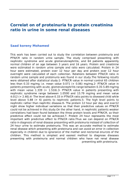 Correlat on of proteinuria to protein creatinina ratio in urine in some