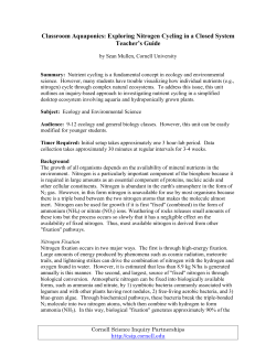 Classroom Aquaponics - Cornell Science Inquiry Partnerships