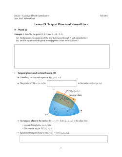 Lesson . Tangent Planes and Normal Lines