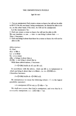 THE OMNIPOTENCE PUZZLE 1gal KVART I. Can an