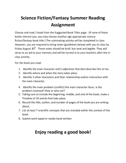 Science Fiction/Fantasy Summer Reading Assignment Enjoy