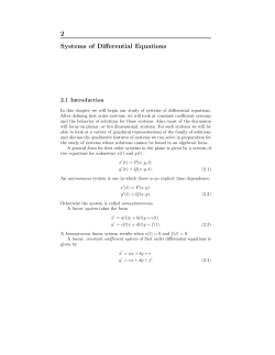 2 Systems of Differential Equations