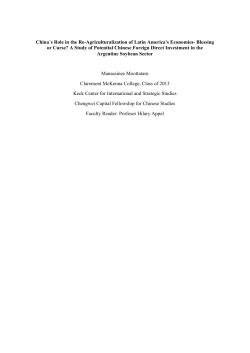 China&acute;s Role in the Re-Agriculturalization of the Argentine Economy