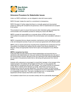 Grievance Procedure  - New Britain Palm Oil Limited