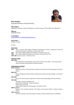 Nikos Birgalias Associate Professor of Ancient History
