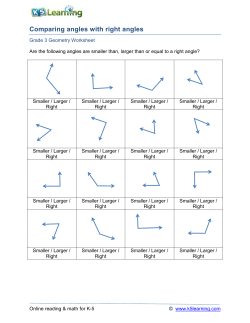 Grade 3 geometry worksheet: Comparing angles with right angles