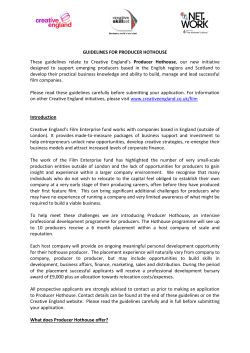 Producer Hothouse - Creative England