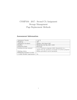 COMP104 - 2017 - Second CA Assignment Storage Management