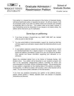 Graduate Admission / Readmission Petition