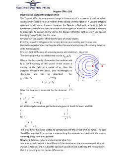 Doppler Effect (2h) Describe and explain the Doppler effect The