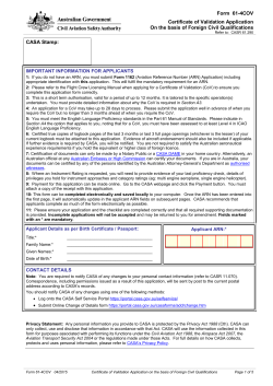 Form 61-4COV Certificate of Validation Application on the Basis of