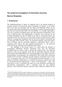 The empirical investigation of information structure Stavros Skopeteas