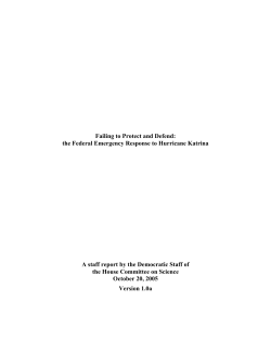 Failing to Protect and Defend: the Federal Emergency Response to