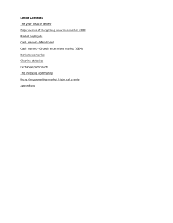 List of Contents The year 2000 in review Major events of Hong Kong