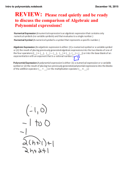 Intro to polynomials.notebook
