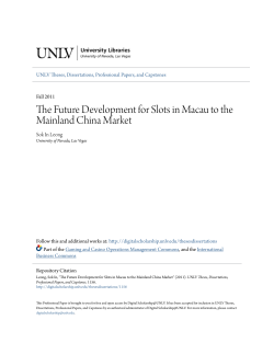 The Future Development for Slots in Macau to the Mainland China