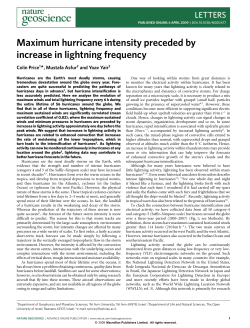 Maximum hurricane intensity preceded by increase in lightning