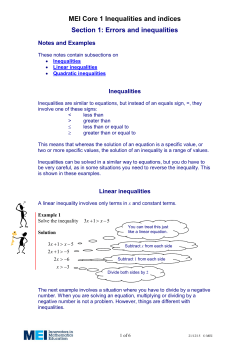 MEI Core 1 Inequalities and indices Section 1