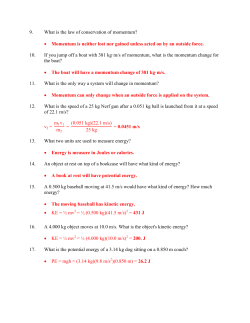 Unit 3: Momentum and Energy Review KEY