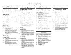 Biblical Focus Language Arts Mathematics Science History